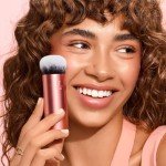 Real Techniques Bubble Blending Makeup Brush, Multipurpose Blending Brush For Liquid, Cream, & Powder Products, Unique Round Brush Head, Stocking Stuffer, Synthetic Bristles, Cruelty Free, 1 Count
