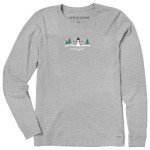 Life is Good. Women's Snowman Outdoor LS Crusher Tee, Heather Gray, Large