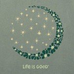 Life is Good Women's Standard Crusher Tee, Long Sleeve Cotton Graphic T-Shirts, Crescent Moon Daisies, Moss Green