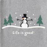 Life is Good. Women's Snowman Outdoor LS Crusher Tee, Heather Gray, Large
