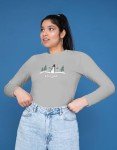 Life is Good. Women's Snowman Outdoor LS Crusher Tee, Heather Gray, Large
