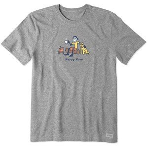 Life is Good Men's Crusher Tee, Short Sleeve Cotton Graphic T-Shirts, Happy Hour, Heather Gray, X-Large