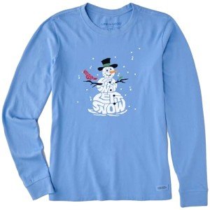 Life is Good Women's Wordy Let It Snowman, Cornflower Blue, Large