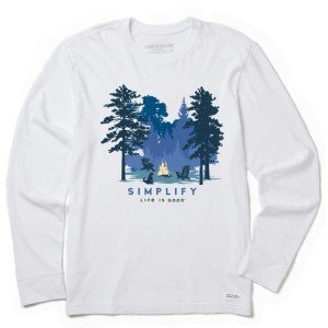 Life is Good Men's Simplify Campfire Long Sleeve Crusher Tee (Large, Cloud White)