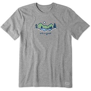 Life is Good Men's Crusher Tee, Short Sleeve Cotton Graphic T-Shirts, Hike Vista, Heather Gray, X-Large