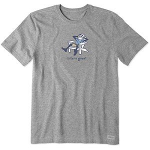 Life is Good Men's Adirondack Jake Vintage Crusher Tee, Heather Gray - L