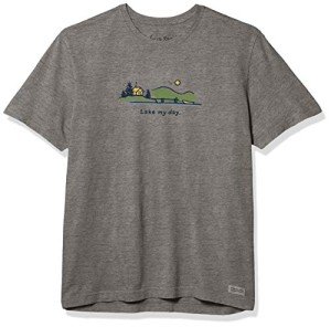 Life is Good Men's Crusher Tee, Short Sleeve Cotton Graphic T-Shirts, Lake My Day, Heather Gray, Large