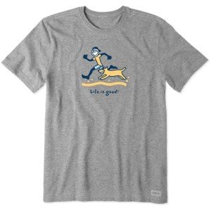 Life is Good Men's Crusher Tee, Short Sleeve Cotton Graphic T-Shirts, Jake & Rocket Beach, Heather Gray, x Large