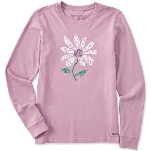 Life is Good Women's Standard Crusher Tee, Long Sleeve Cotton Graphic T-Shirts, Superpowers Daisy, Violet Purple