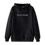 Wrenpies Dear Person Behind Me You Are Enough Hoodie for Women Teen Girls Oversized Aesthetic Graphic Sweatshirt Pullover Top (Black,M,Medium)