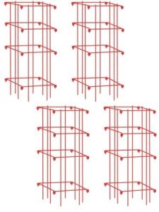 Gardeners Supply Company Lifetime Tomato Cages Plant Stand | Heavy Gauge Sturdy Garden Plants Support for Tomatoes and Other Climbing Plants | No Assembly Needed - Red (Set of 4)
