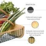 Gardeners Supply Company Garden Hod Harvest Basket | Versatile Gardening Fruits & Vegetables Gathering Basket | Natural Smooth Pine - Maple Frame & Coated Mesh | Easy to use - 16"L x 9"W x 7"H - Small