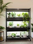 Gardener's Supply Company Indoor Greenhouse Gardening 3-Tier Plant Stand with Three Watertight Shelf Trays | Ideal Bright 6500K Color LED Grow Light Spectrum for Optimal Plant Growth