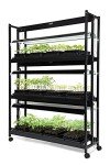 Gardener's Supply Company Indoor Greenhouse Gardening 3-Tier Plant Stand with Three Watertight Shelf Trays | Ideal Bright 6500K Color LED Grow Light Spectrum for Optimal Plant Growth