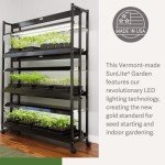 Gardener's Supply Company Indoor Greenhouse Gardening 3-Tier Plant Stand with Three Watertight Shelf Trays | Ideal Bright 6500K Color LED Grow Light Spectrum for Optimal Plant Growth