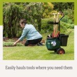 Gardener's Supply Company - Heavy Duty Mobile Tool Storage Caddy - All in One Easy-Roll Garden Tools Utility Cart Carrier - Includes 5-Gallon Bucket & Fabric Tool Organizer with Multiple Pockets