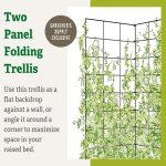 Gardeners Supply Company Two Panel Folding Garden Trellis | Sturdy Metal Frame Outdoor Cucumber, Pea Trellis & Other Climbing Vegetable Garden Plants Support | ​35-1/2"W x 58" H