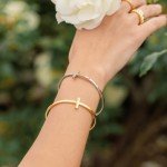 MantraBand Cross Bracelet - With God All Things Are Possible - Inspirational Engraved Adjustable Mantra Band Cuff Bracelet - Silver - Gifts for Women
