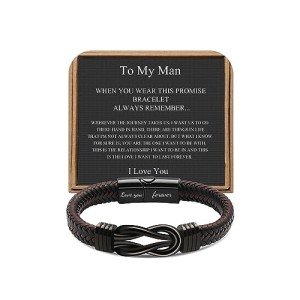 JoycuFF Husband Boyfriend Birthday Gift from Wife Girlfriend, To My Husband Boyfriend Anniversary Birthday Gifts for Him Knot Leather Bracelet for Men, Forever Linked Together Mens Bracelet Leather