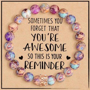 JoycuFF Birthday Gifts Inspirational Gifts for Women Teenage Unique Natural Colorful Imperial Jasper Beads Bracelets You're awesome Trendy Gifts for Daughter Friends Sister Jewelry