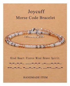 JoycuFF Inspirational Morse Code Bracelets for Women Encouragement Gifts for Women Christmas Jewelry for Daughter Soulmate Best Friend Graduation Friendship Gifts for Female