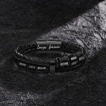 JoycuFF Birthday Gifts for Son from Mom Black Leather Bracelets for Son Love You Forever Handmade Jewelry to My Son Mens Bracelets Anniversary Graduation Jewelry