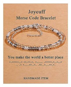 JoycuFF Gifts for Women Mom Daughter Sister Friends Aunt Nurse Inspirational Morse Code Bracelets for Her Inspirational Encouragement Empowerment Jewelry You Make the World a Better Place