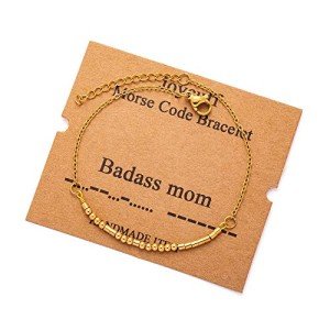 JoycuFF B*d**s Mom Morse Code Bracelets for Mom Funny Motivational Birthday Mother's Thanksgiving Day Gifts for Mama Empowerment Inspirational Jewelry for Her