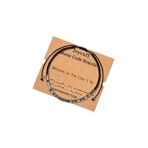 JoycuFF Inspirational Morse Code Bracelets for Women Motivational Birthday Thanksgiving Day Christmas Jewelry Gifts for Friend Mom Sister Daughter Believe in You Like I Do