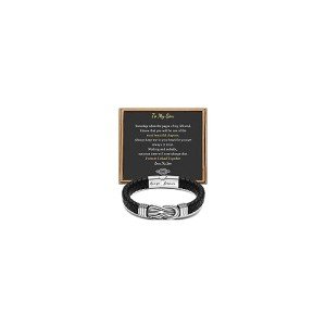 JoycuFF Son Bracelet from Mom Mens Bracelet Birthday Christmas Gifts for Son Love You Forever Gifts for Son Encouragement Back to School Valentines Day Gifts for Men Mother Son Bracelet