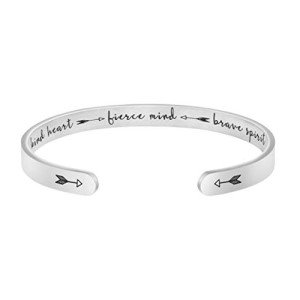 JoycuFF Gifts for Women Inspirational Jewelry Engraved Mantra Cuff Friend Encouragement Bangle Kind Heart Fierce Mind Brave Spirit Bracelet (Kind Heart Fierce Mind Brave Spirit)