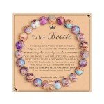 JoycuFF Gifts for Best Friend Crown Bracelets Gifts for Bestie Bff Friendship Gifts for Women Natural Stone Bracelets for Bestie Birthday Christmas Graduation Gifts for Bestie Her