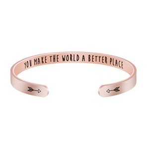JoycuFF Thank You Gift for Social Worker Volunteer Teachers Nurse Personalized Cuff Bracelet You Made The World A Better Place