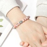 JoycuFF Gifts for Women, Birthday Ideas Gifts Bracelets for Women, Unique Gifts for Her Jewelry Natural Pink Zebra Jasper Stone Bracelet for Women Her