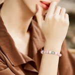 JoycuFF Gifts for Women, Birthday Ideas Gifts Bracelets for Women, Unique Gifts for Her Jewelry Natural Pink Zebra Jasper Stone Bracelet for Women Her