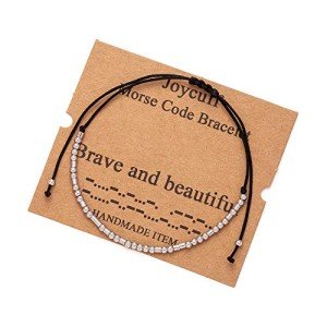 JoycuFF Brave and Beautiful Morse Code Bracelets for Women Wife Best Friend Sister Fashion Valentine's Birthday Gifts Silk Wrap Bracelet Funny Secret Message Handmade Jewelry