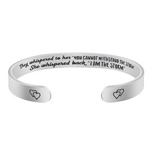 JoycuFF Strong Women Bracelets Sympathy Gifts for Her Christmas Birthday Gifts They Whispered to Her You Cannot Withstand The Storm She Whispered Back I Am The Storm