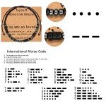 JoycuFF Strength Morse Code Bracelets for Men Encouragement Gifts for Women Mom Mama Inspirational Jewelry for Friends Sister Daughter Son Handmade Funny Gift