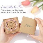 JoycuFF Gifts for Women, Birthday Ideas Gifts Bracelets for Women, Unique Gifts for Her Jewelry Natural Pink Zebra Jasper Stone Bracelet for Women Her