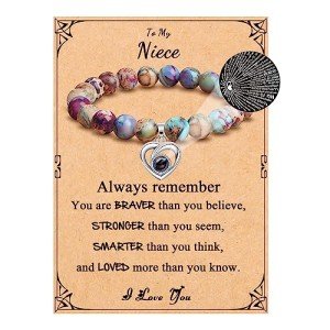 JoycuFF Gifts for Niece from Aunt Auntie Uncle I Love You Colorful Imperial Jasper Bracelet Inspirational Gifts to My Niece for Birthday Christmas Graduation Jewelry