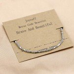 JoycuFF Brave and Beautiful Morse Code Bracelets for Women Wife Best Friend Sister Fashion Valentine's Birthday Gifts Silk Wrap Bracelet Funny Secret Message Handmade Jewelry