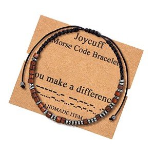 JoycuFF Teacher Appreciation Gifts You Make a Difference Morse Code Bracelet for Teacher Women Inspirational Jewelry Graduation Gift Class of 2024 Wood Beads Bracelets
