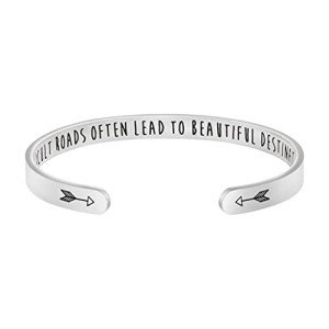 JoycuFF Bracelet for Women Birthday Christmas Graduation Gifts for Women Student Graduate Friend Classmate Hidden Message Difficult Roads Often Lead to Beautiful Destinations
