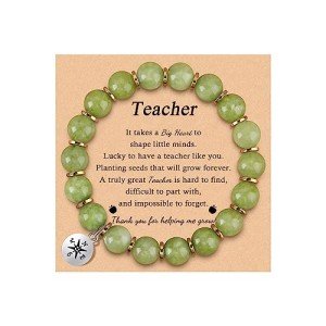 JoycuFF Beaded Bracelets Inspirational Bracelets for Teacher Teacher's Day Unique Compass Bead Stone Gifts To My Teacher from Student Jewelry Light Green