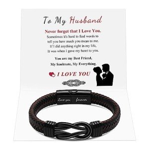 JoycuFF Gifts Anniversaryfor Husband To My Man Mens Birthday Gifts Idea from Wife Braided Leather Bracelets Christmas Gifts for Him Husband Valentine's Day
