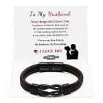 JoycuFF Gifts Anniversaryfor Husband To My Man Mens Birthday Gifts Idea from Wife Braided Leather Bracelets Christmas Gifts for Him Husband Valentine's Day