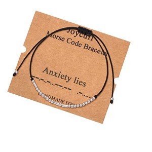 JoycuFF Morse Code Bracelets for Women Gifts for Women Birthday Christmas Gifts Women Gifts Bracelets for Women (Anxiety lies)