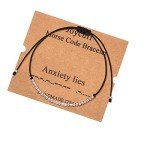 JoycuFF Morse Code Bracelets for Women Gifts for Women Birthday Christmas Gifts Women Gifts Bracelets for Women (Anxiety lies)