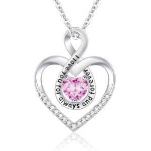 JoycuFF Birthstone Necklaces Gifts for Women Dainty Necklaces Jewelry for Her Love Heart Pendant Necklaces Infinity Jewelry Gifts for Her Birthday Christmas Party