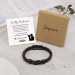 JoycuFF Gifts Anniversaryfor Husband To My Man Mens Birthday Gifts Idea from Wife Braided Leather Bracelets Christmas Gifts for Him Husband Valentine's Day